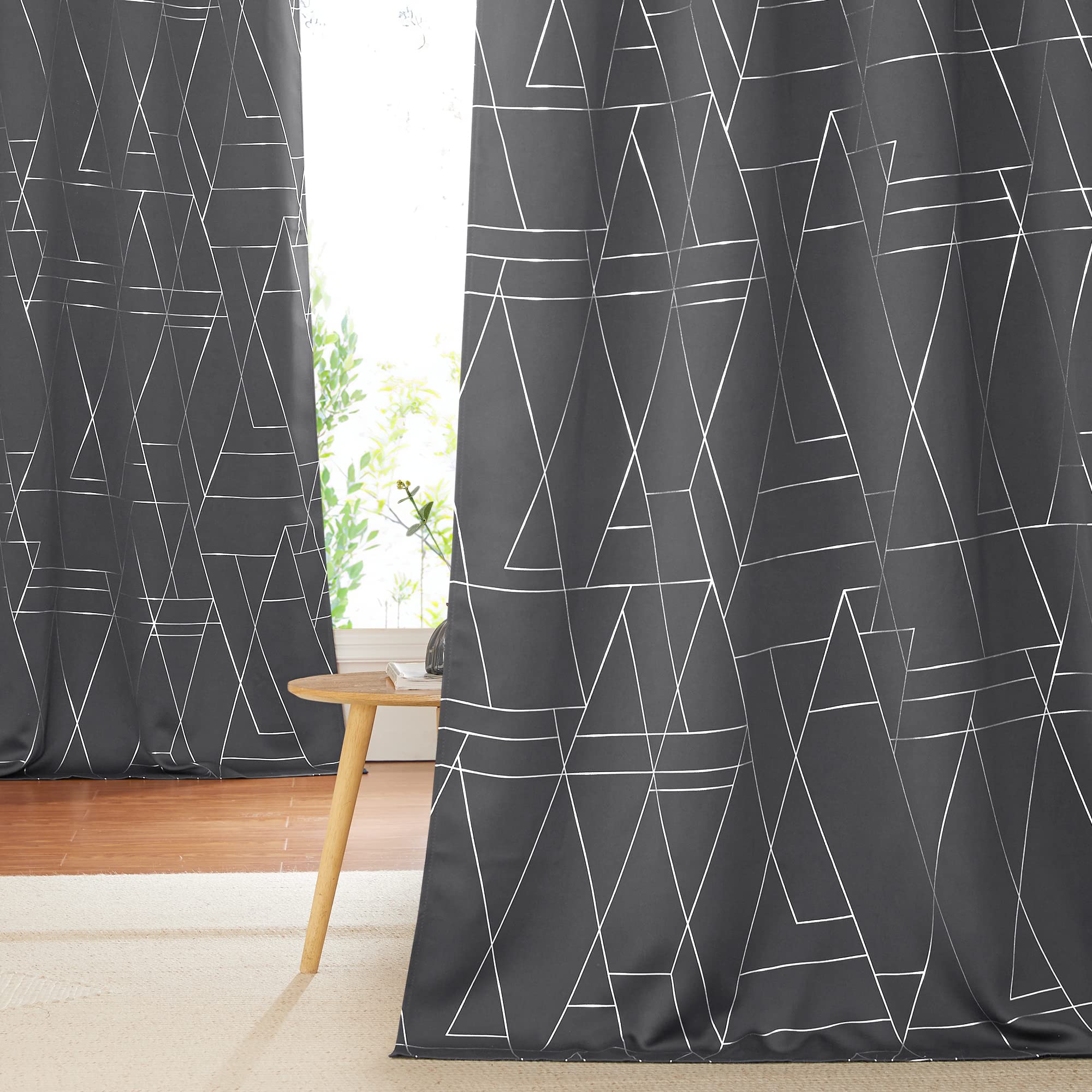 NICETOWN Halloween Blackout Curtains for Living Room - Foil Printed Shiny Stripes Pattern Thermal Insulated Blackout Drapes for 