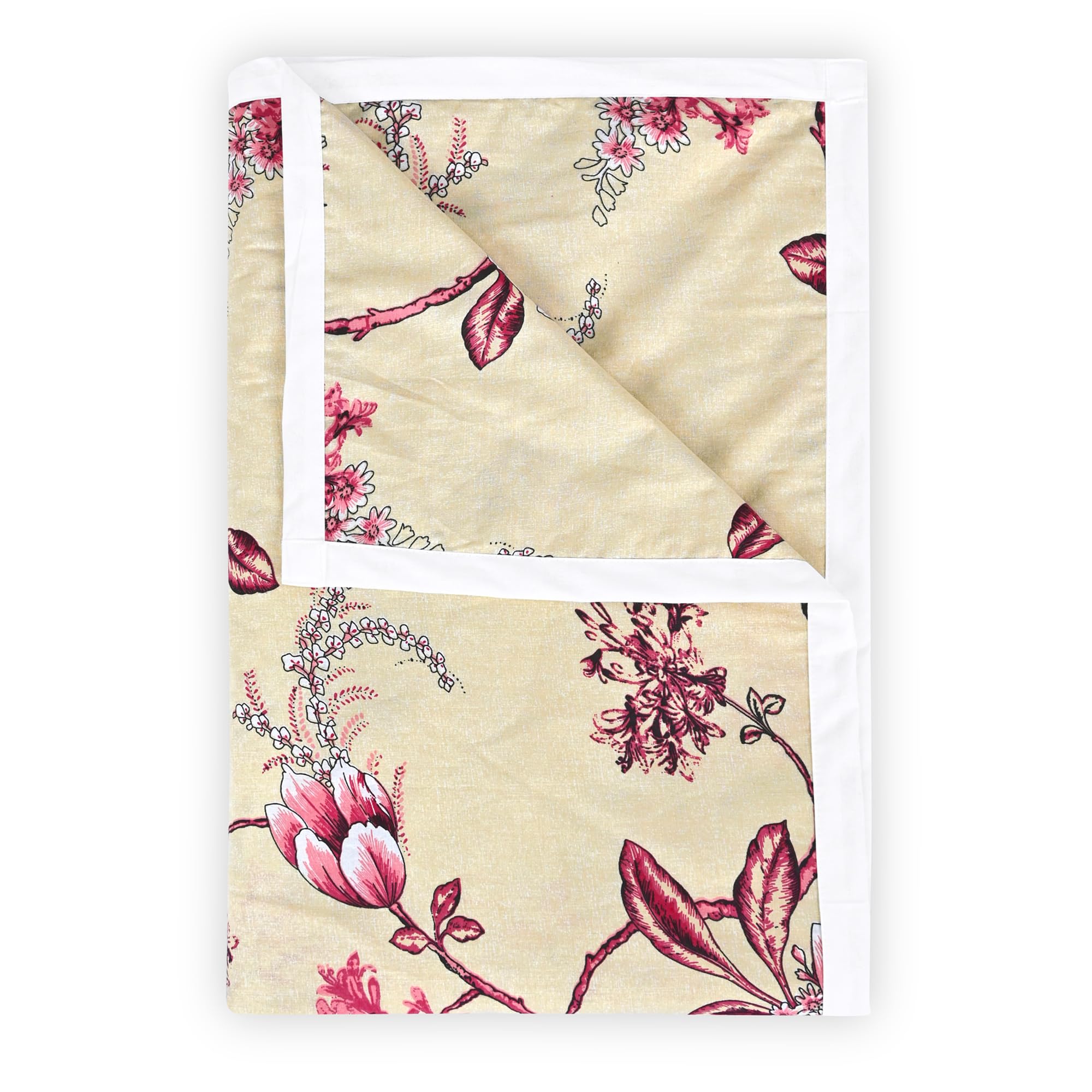 Divine Casa Floret 100% Cotton Single Dohar | 120 Gsm | Soft & Lightweight Throw Blanket | Cozy & Breathable Bedding | AllSeaso