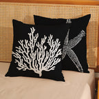 Golianda Coastal Pillow Covers 18X18 Set Of 2 Black Starfish Throw Pillows Nautical Ocean Decorations Summer Beach Coral Pillowc