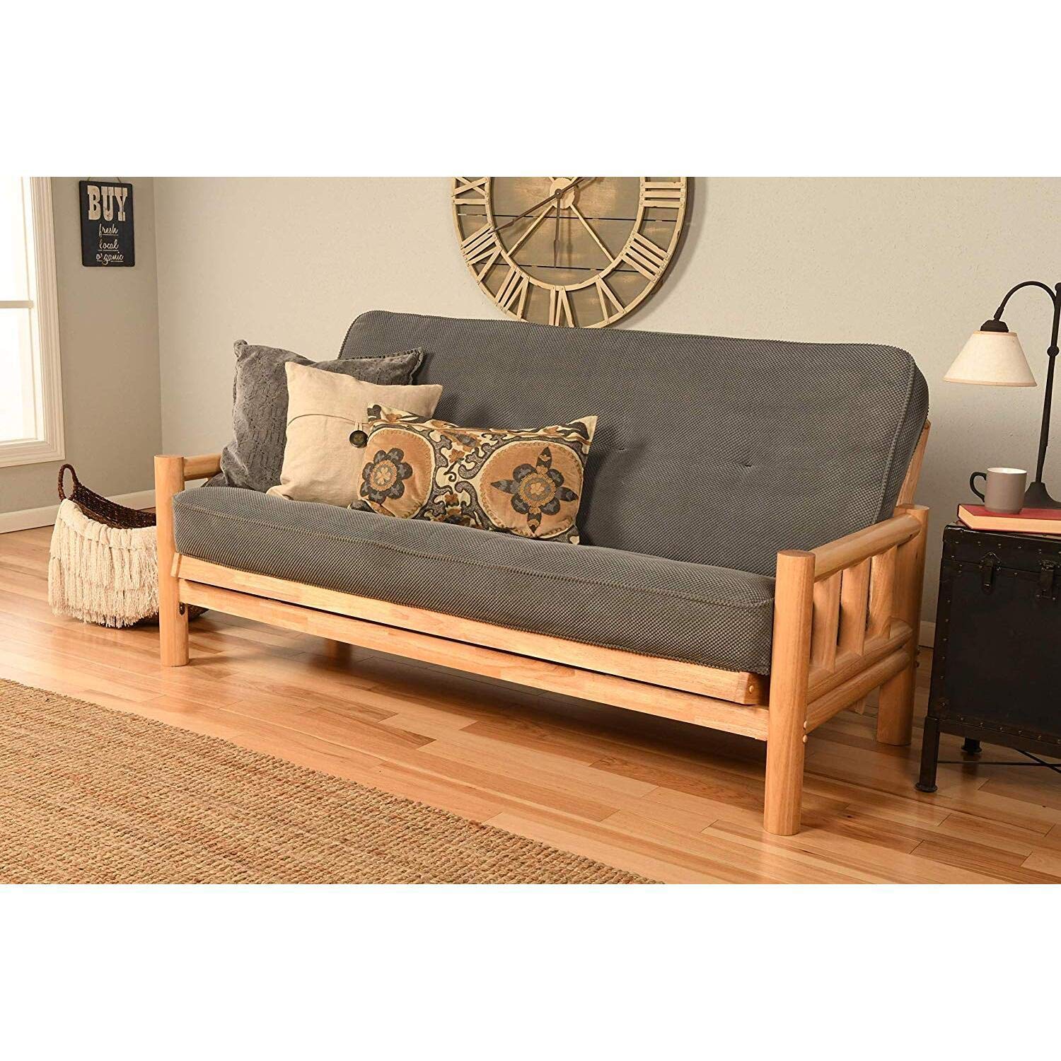Kodiak Futons Lodge Futon in Natural Finish, Marmont Thunder