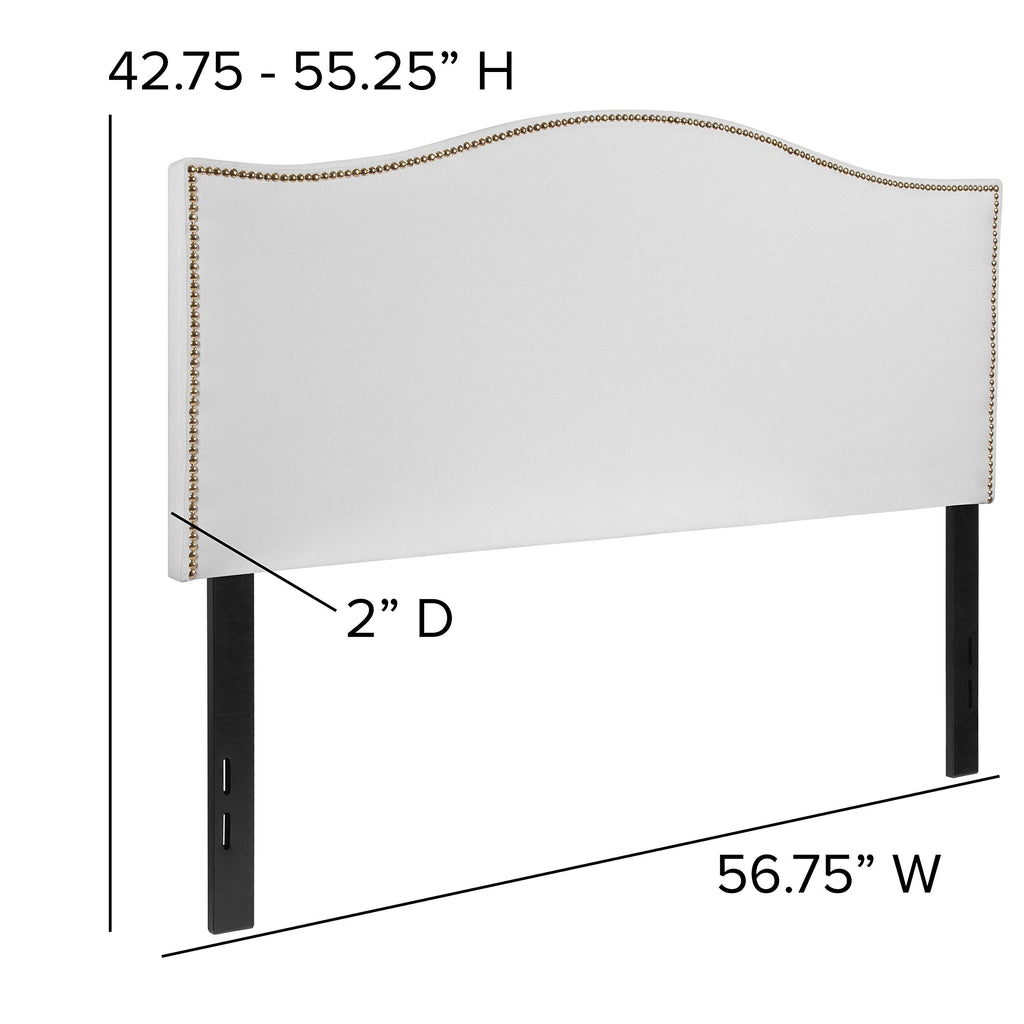 Flash Furniture Lexington Upholstered Full Size Headboard With Accent Nail Trim In White Fabric
