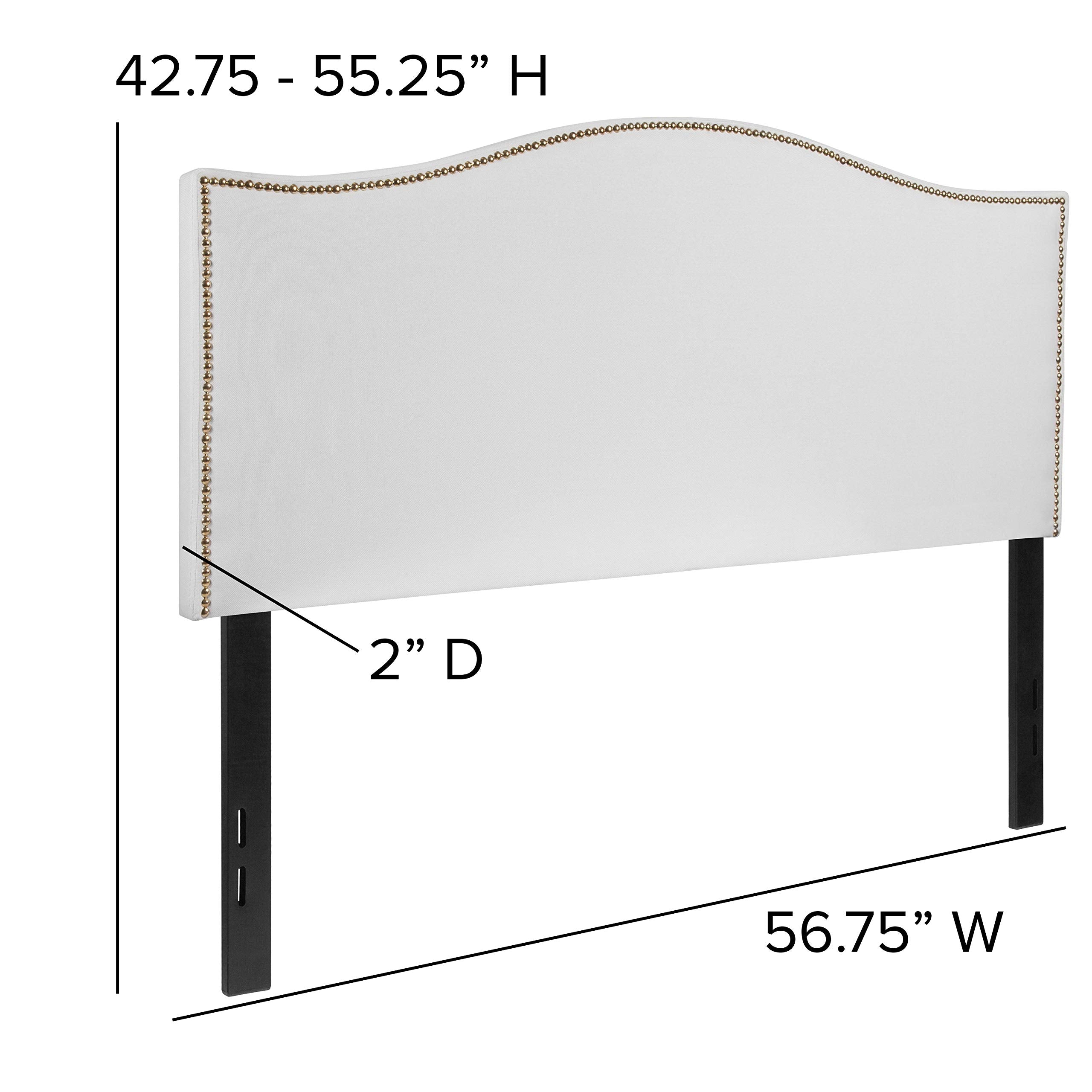 Flash Furniture Lexington Upholstered Full Size Headboard With Accent Nail Trim In White Fabric