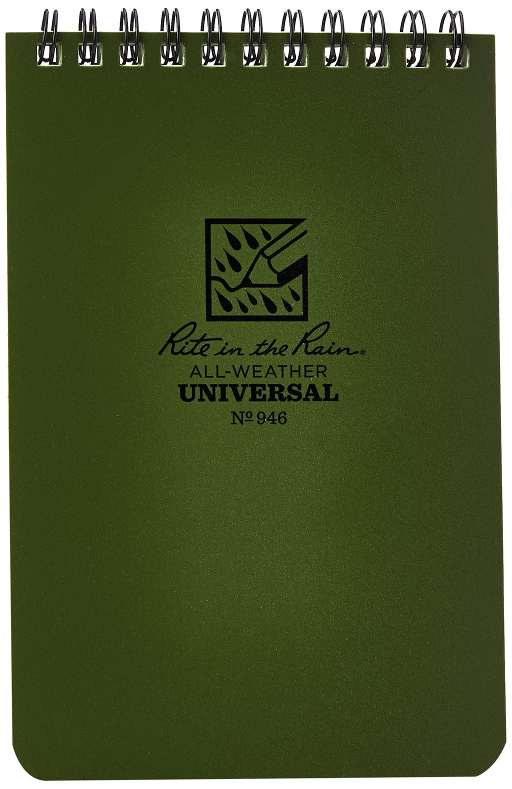 Rite In The Rain Weatherproof Top Spiral Notebook, 4' X 6', Green Cover, Universal Pattern (No. 946)