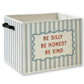 KSDUT Inspirational Foldable Storage Bins Box with Handles, Be Silly Honest Kind Motivational Blue Striped Collapsible Foldable 