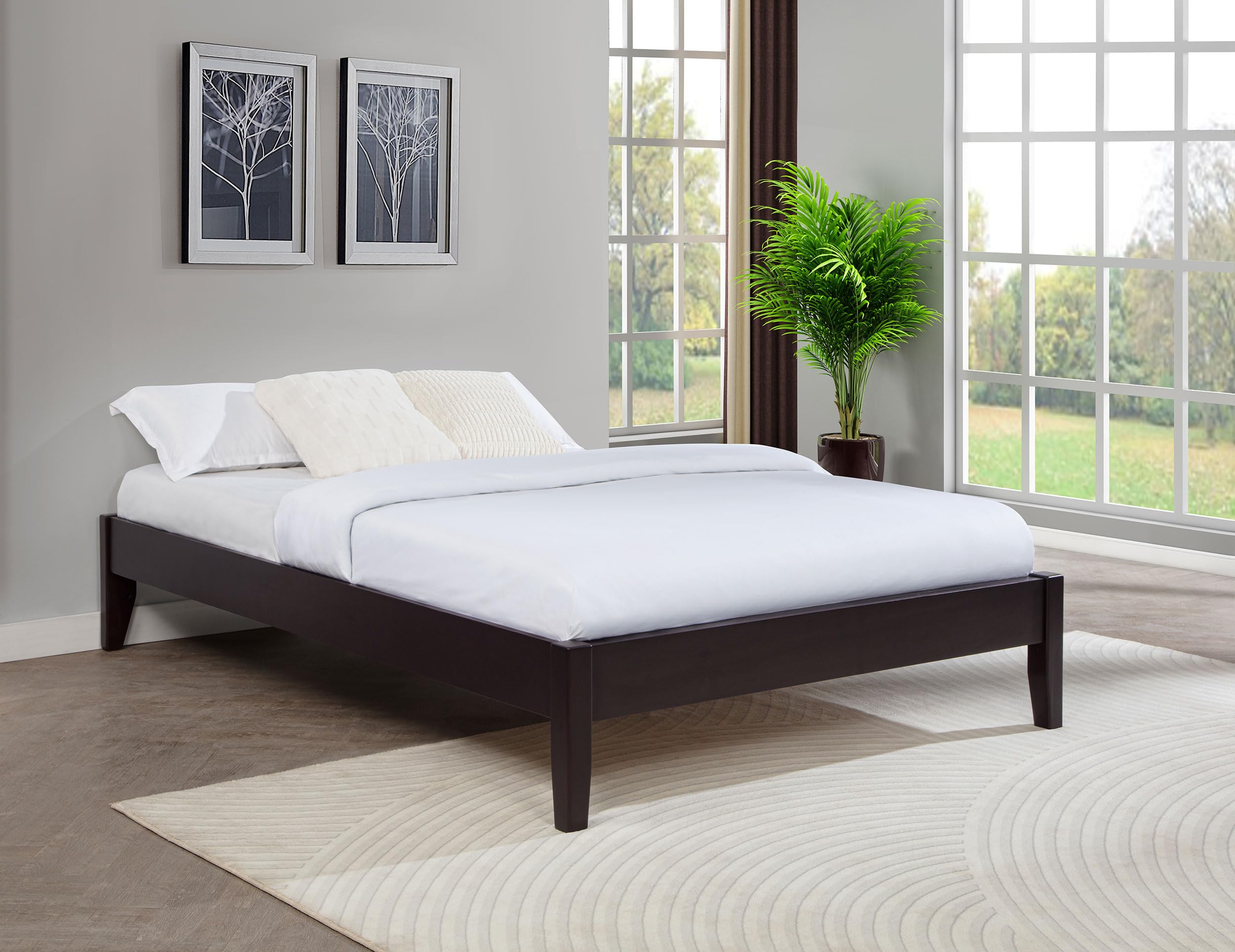 Coaster Home Furnishings Hounslow Transitional Full Size Pine Wood Platform Bed Frame Headboard Compatible Bed Base Cappuccino 300555F