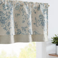 jinchan Linen Floral Valance Double Layer Kitchen Window Curtain Blue Flower on Beige Valance for Living Room Cafe Farmhouse Roo