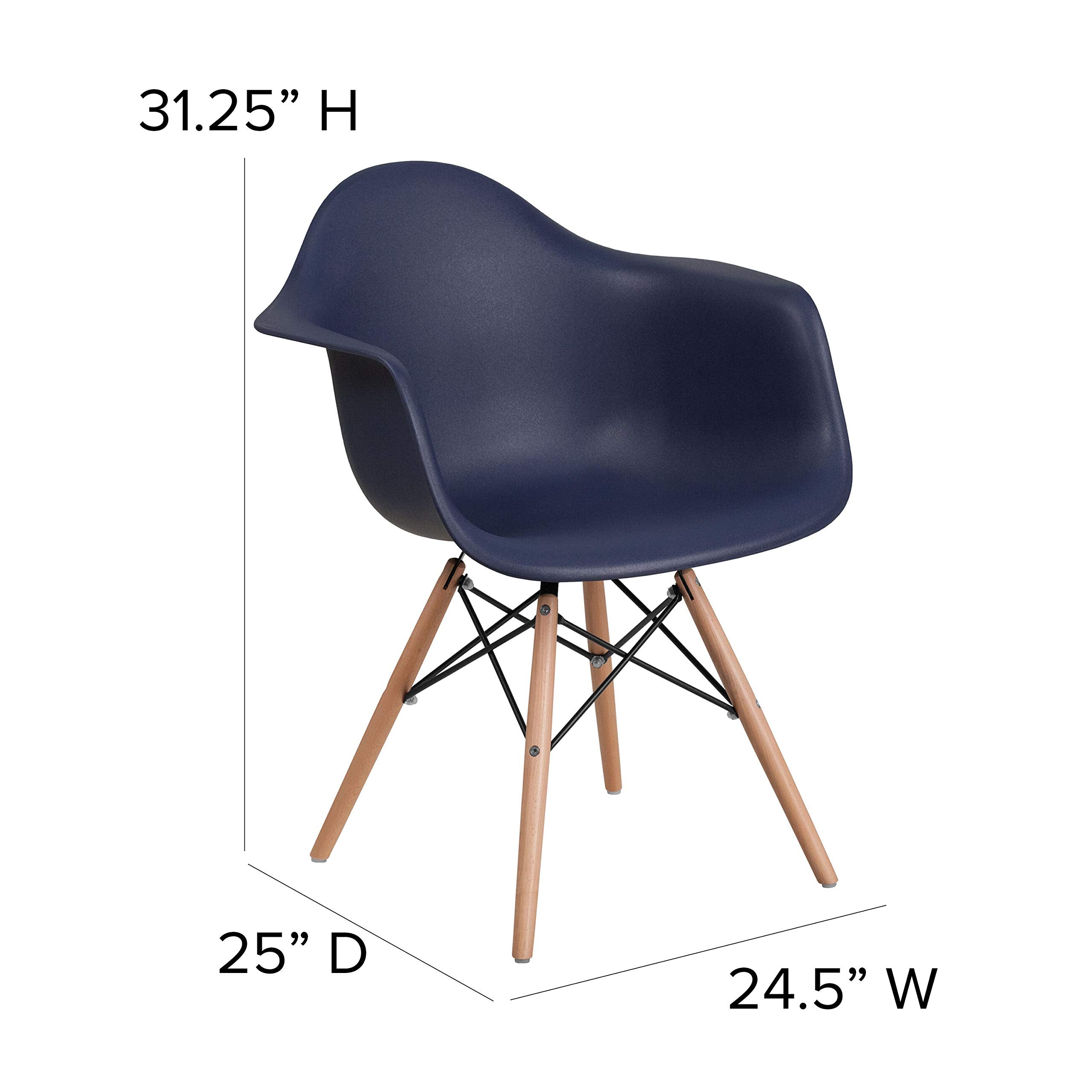 Flash Furniture Alonza Series Navy Plastic Chair With Wooden Legs