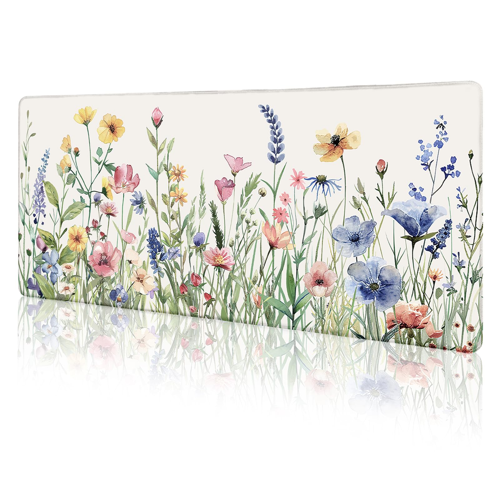 Limkrian Flower Mouse Pad Large Desk Mat Pad, Xl Computer Mousepad With Stitched Edges Non-Slip, Keyboard Mouse Pad For Desktop