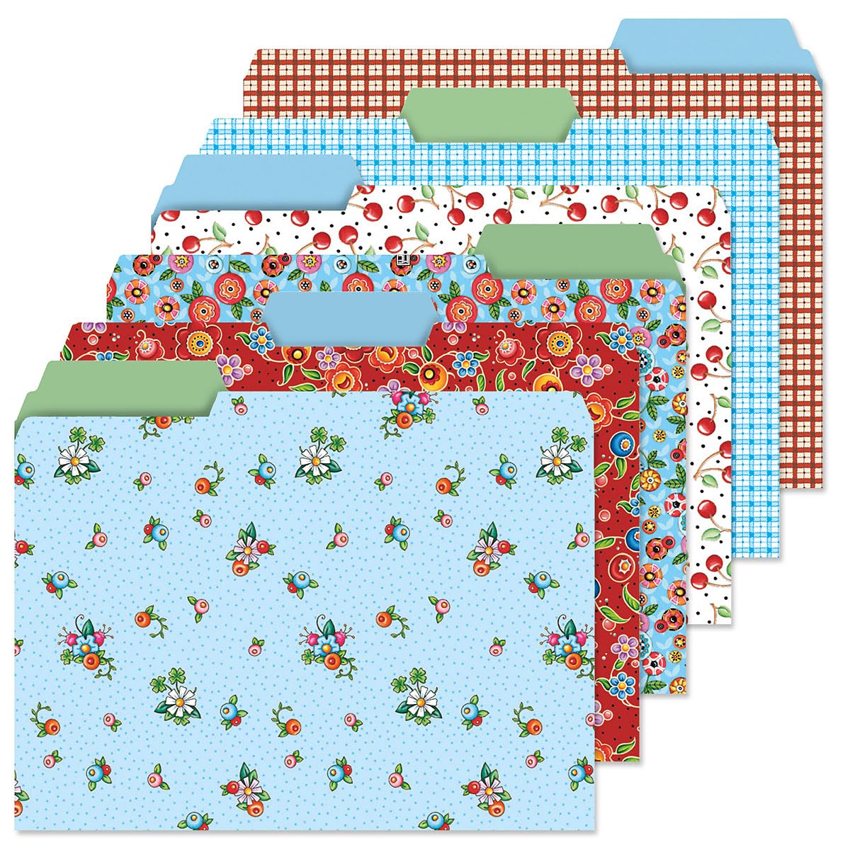 Mary Engelbreit File Folders - Set Of 24 File Folders With Staggered Tabs, 6 Designs, Graphic Floral Print, Office Supplies, Let