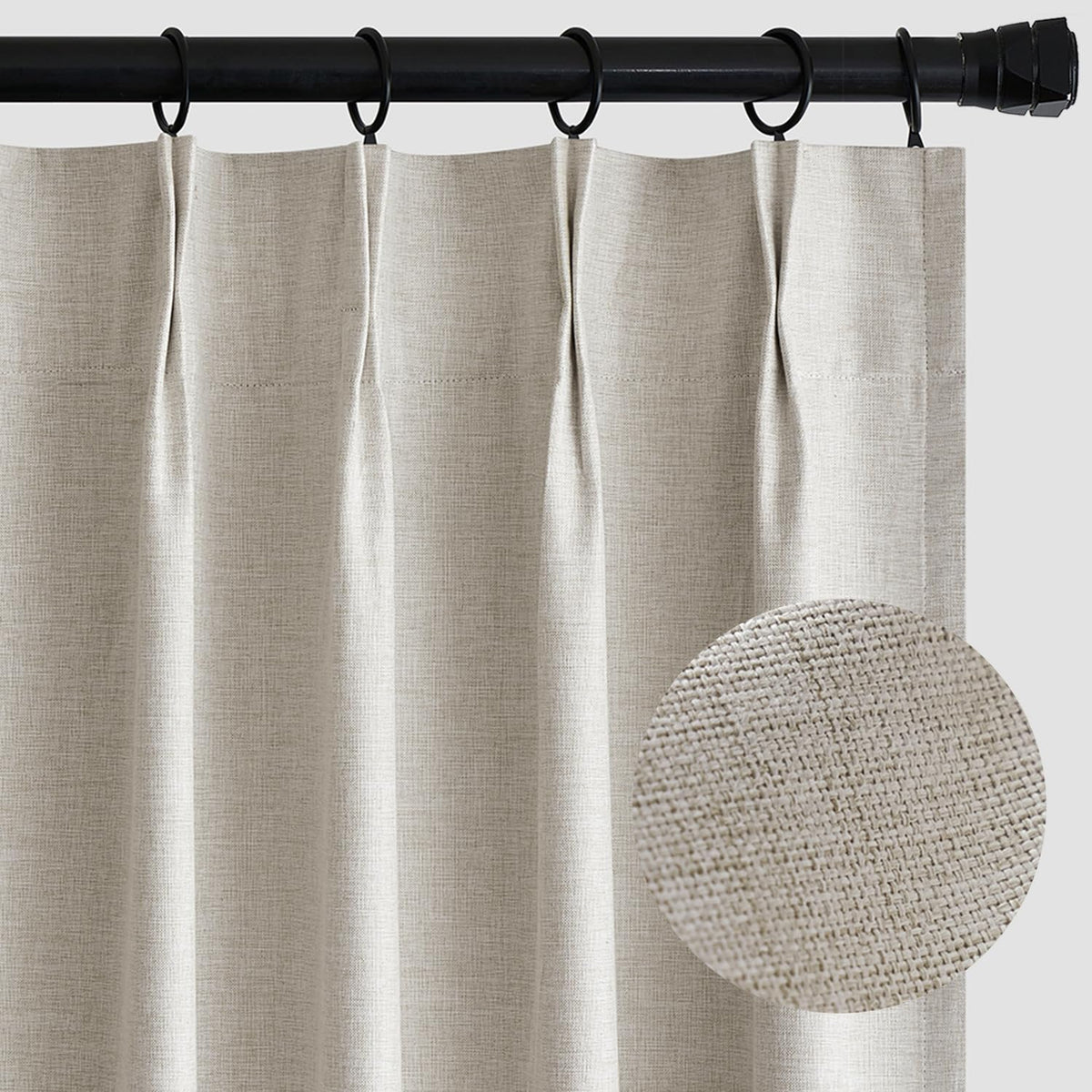 Miulee 90 Inch Curtains Pinch Pleat Linen Blackout Curtains Thermal Insulated Window Treatment Set Noise Reduction Natural Room