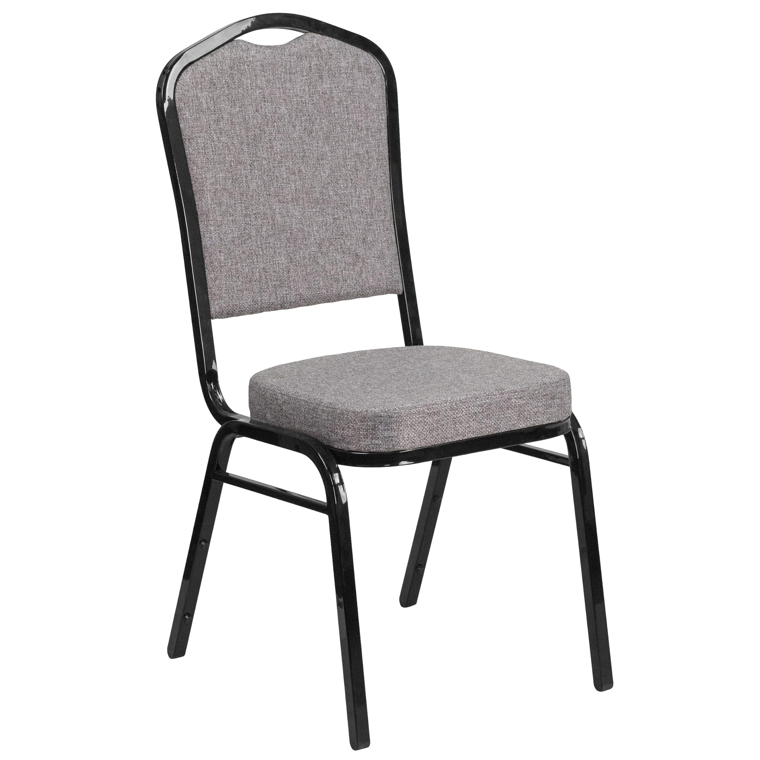 Flash Furniture HERCULES Series Crown Back Stacking Banquet Chair in Gray Fabric - Black Frame