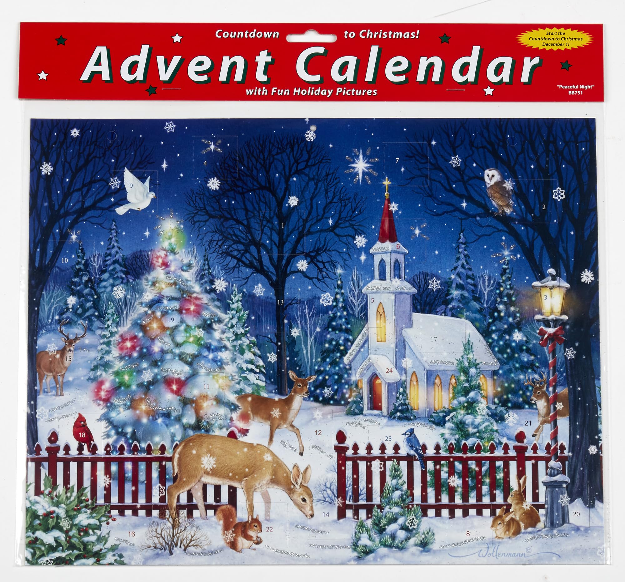 Peaceful Night Advent Calendar (Countdown To Christmas) With Holiday Pictures By Vermont Christmas Company