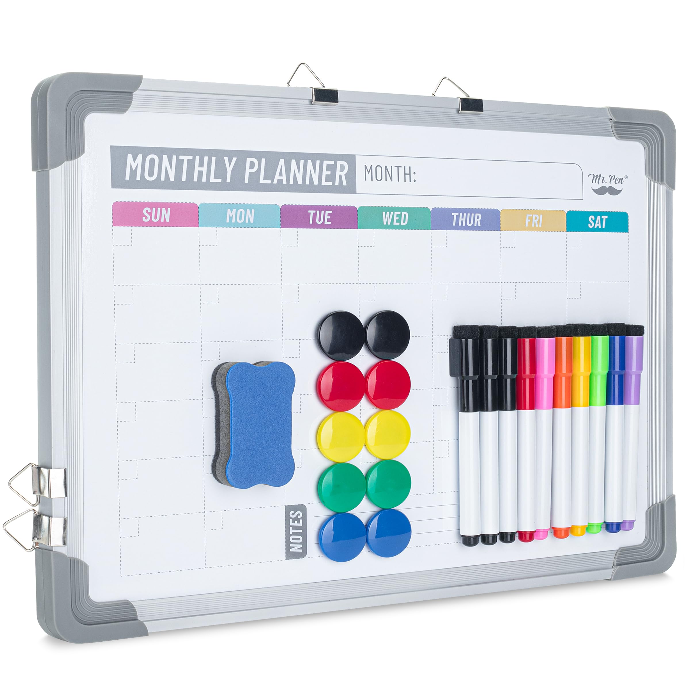 Mr. Pen- Monthly Calendar Whiteboard For Wall, 12   X16   , Double-Sided With Dry Erase Markers, Magnetic Small Monthly Dry Eras