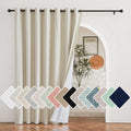 Nicetown Natural 100% Blackout Linen Insulated Patio Curtain 84 Inch Long Burg, Farmhouse Thick Completely Blackout Window Treat