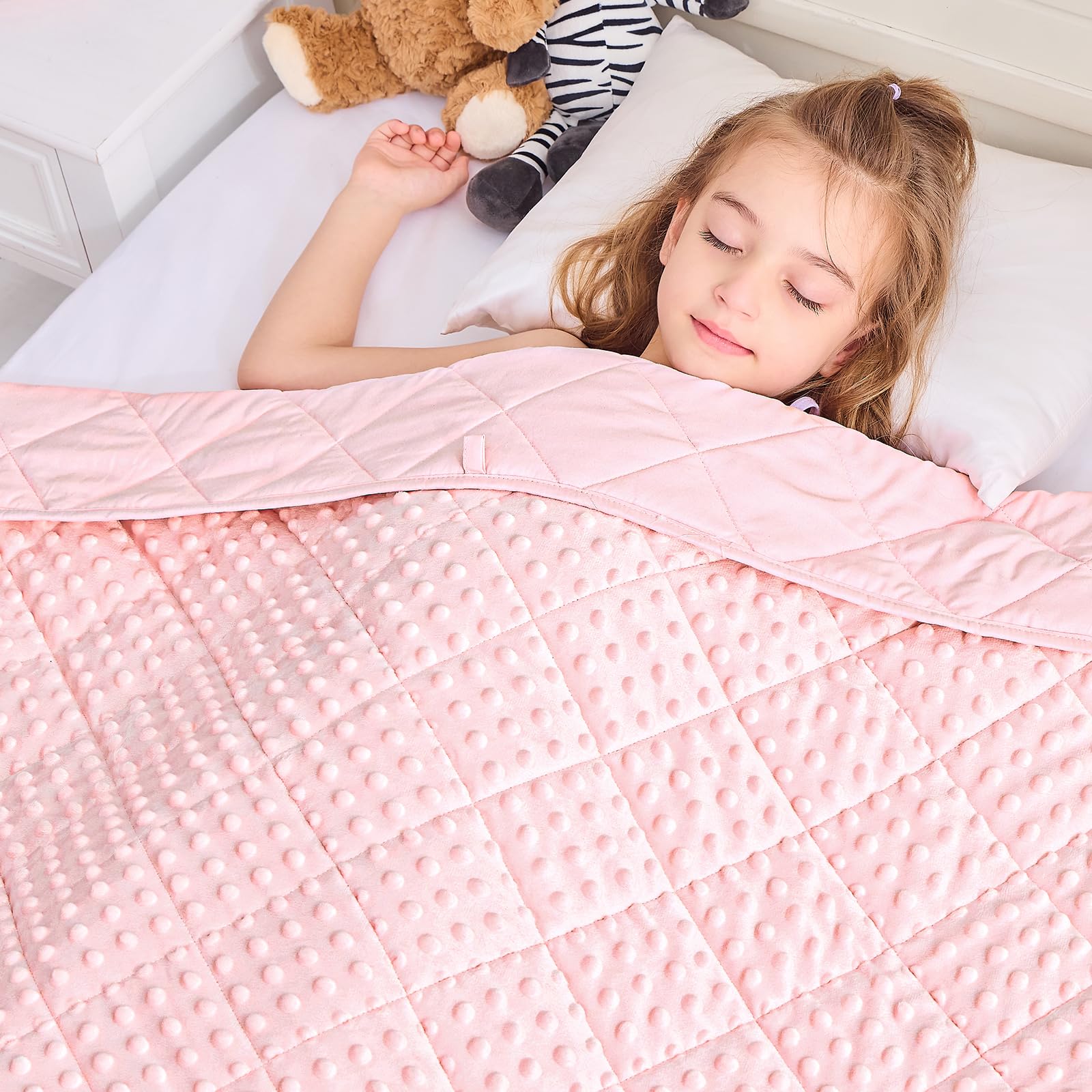 Yescool Weighted Blanket Kids 7 Lb Pink Warm Weighted Throw Blanket Minky Plush Heavy Blanket Microfiber Small Fleece Blanket Co