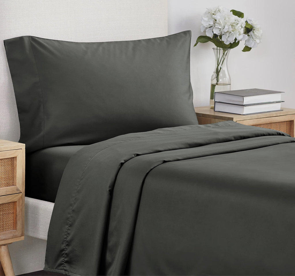 California Design Den - Finest Twin Size Bed Sheets,Soft 100% Cotton Cooling Sheets Deep Pockets, 500 Thread Count, 3-Pc Set, Best Bedsheet Set Twin Sheets Set, Twin Bed Sheets (Dark Gray)