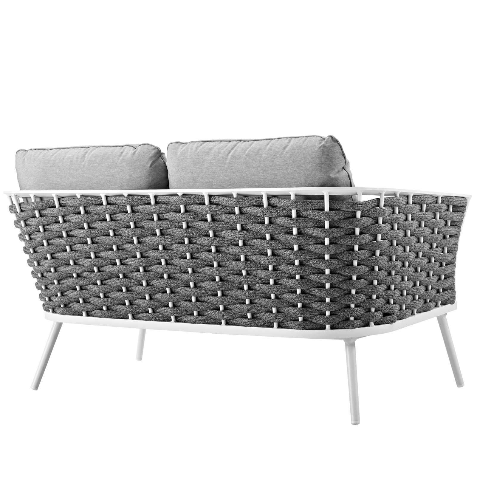 Modway Stance Outdoor Patio Contemporary Modern Woven Rope Loveseat In White Gray