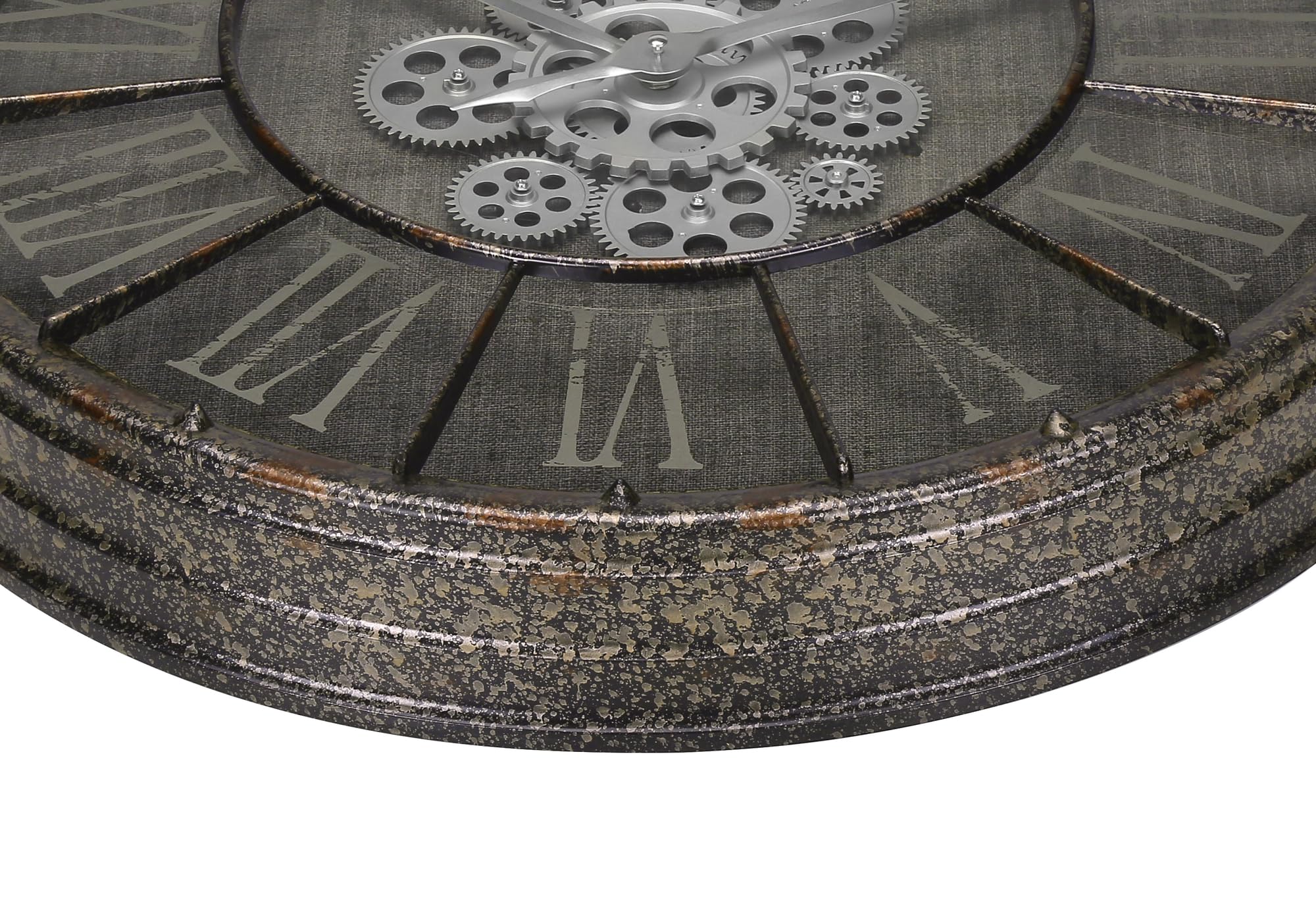 Monarch Specialties I 9075 Clocks, 24' Round, Gear Mechanism, Wall Clock, Grey, Transitional