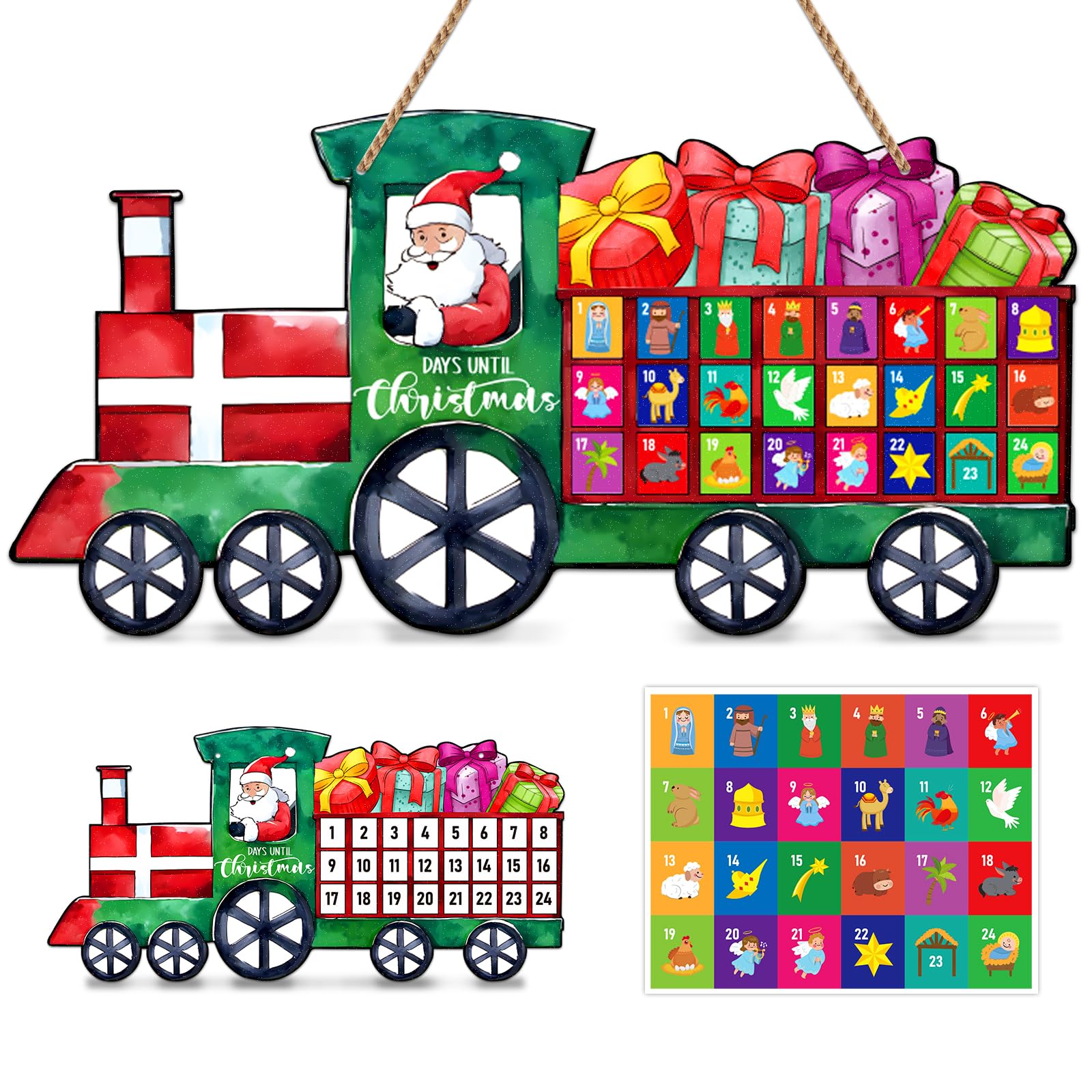 D24TIME Christmas Advent Calendar 2023 Santa and Train Days Until Christmas Countdown Calendar Gifts for Kids Christian Advent C