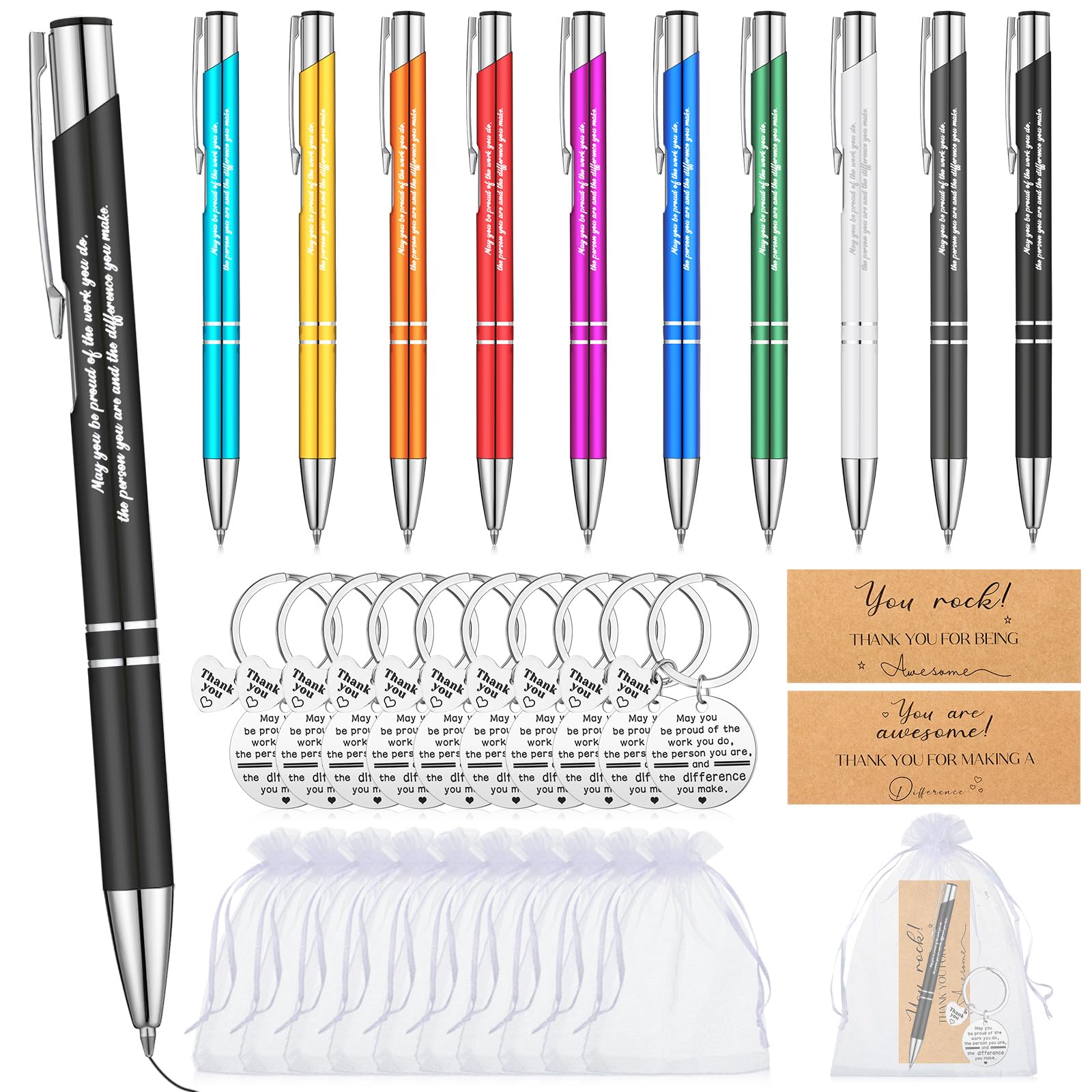 Teling Employee Appreciation Gifts Bulk Keychains For Coworkers Thank You Gifts Inspirational Ballpoint Pens For Employee Cowork