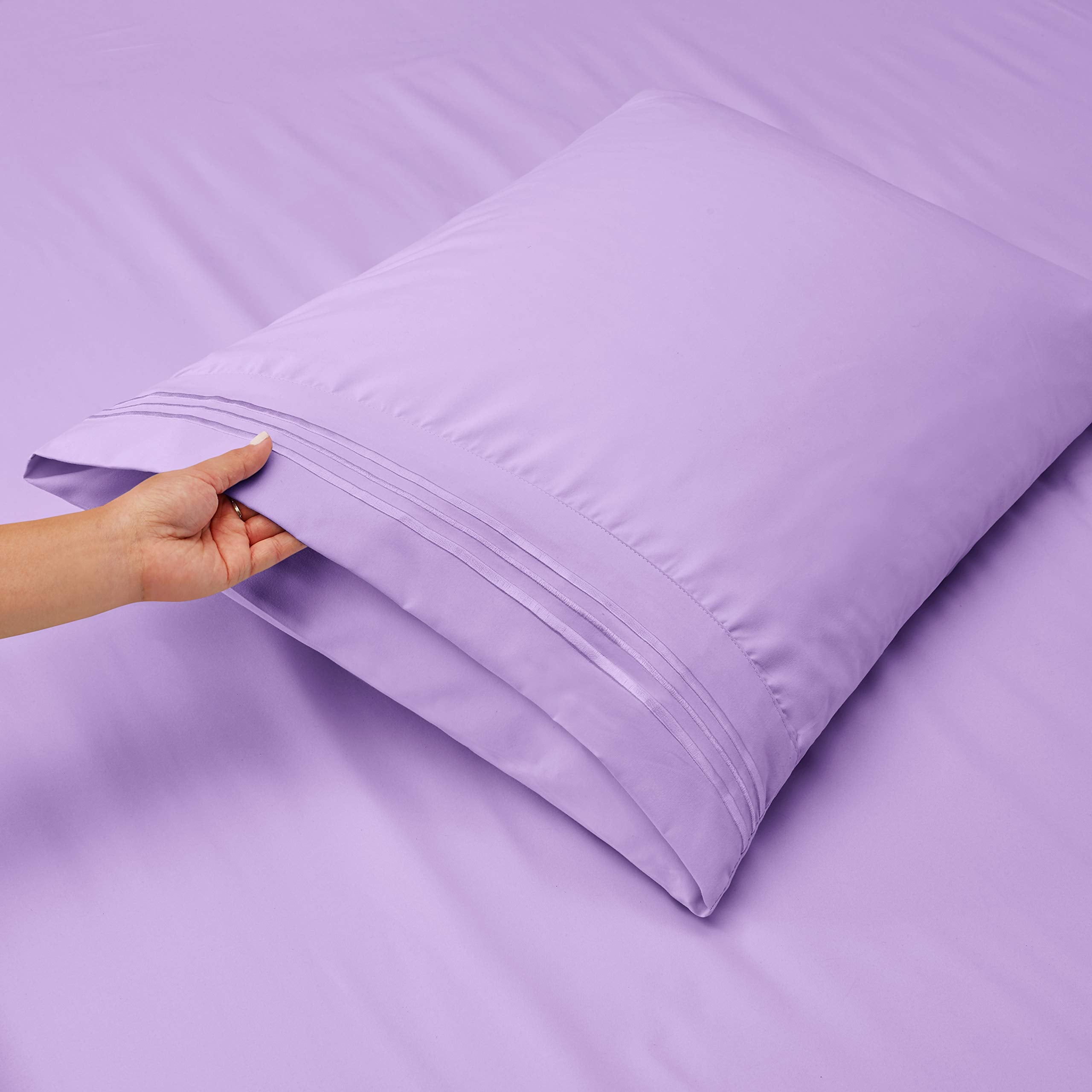 Clara Clark Twin Sheets, 5 Piece Set - Hotel Luxury Sheets For Twin Size Bed, Super Soft Bedding Sheets & Pillowcases, Twin Size Sheets, Lavender