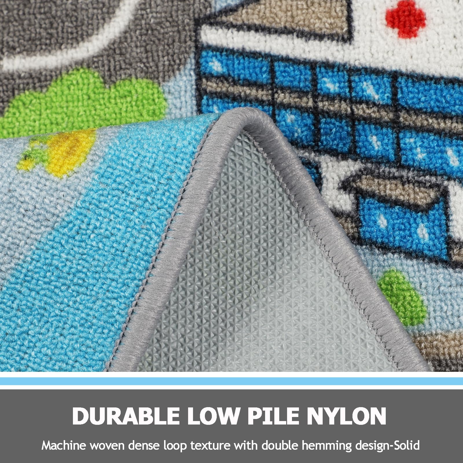 Capslpad Sky Blue Car Road Kid Rug Carpet Playmat For Playoom Traffic Road Kids Play Mat For Toddler Non Slip Washable City Map