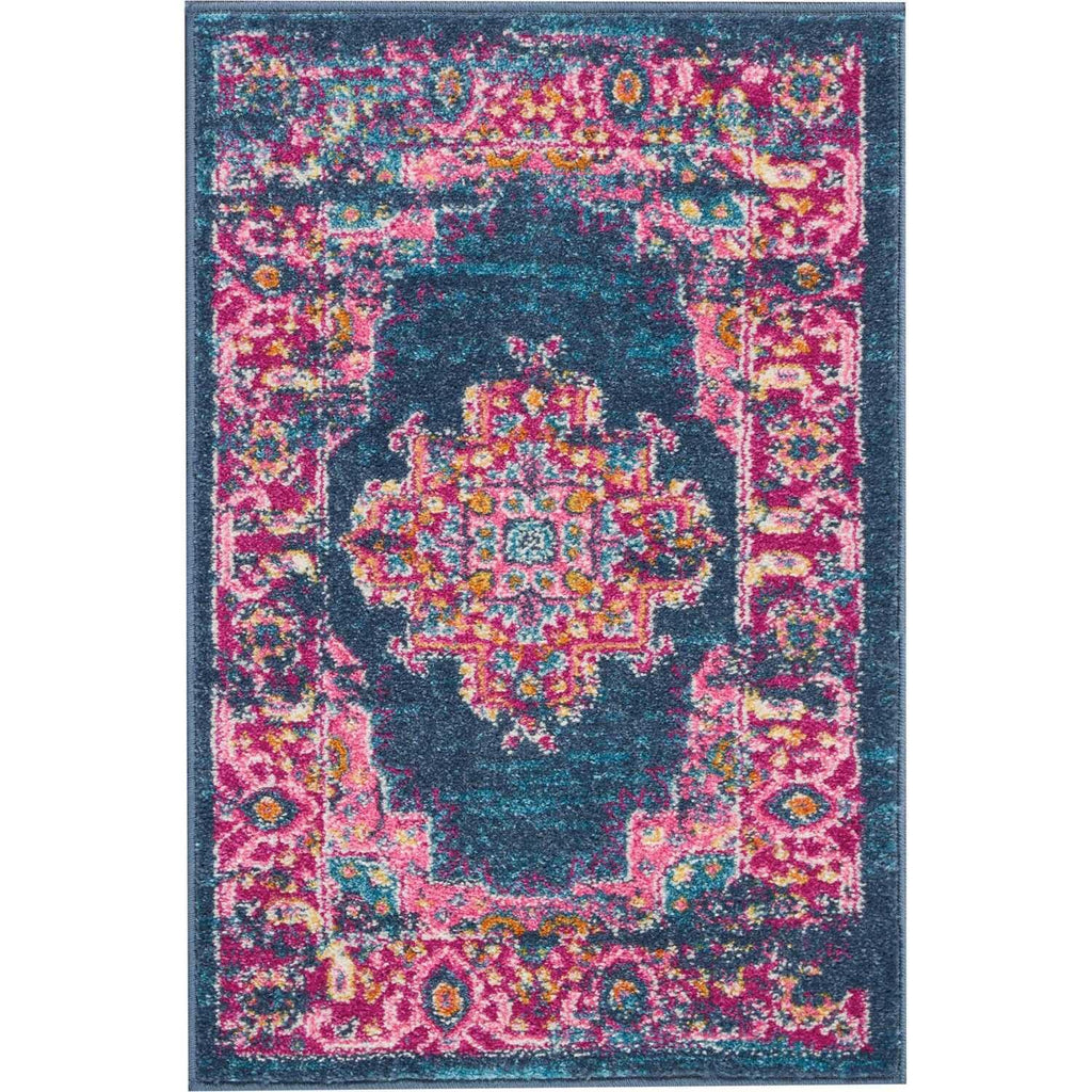 Nourison Passion Blue 22' X 34' Area Rug, Boho, Traditional, Easy Cleaning, Non Shedding, Bed Room, Living Room, Hallway, (2' X 3')