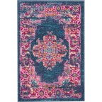 Nourison Passion Blue 22' X 34' Area Rug, Boho, Traditional, Easy Cleaning, Non Shedding, Bed Room, Living Room, Hallway, (2' X 3')