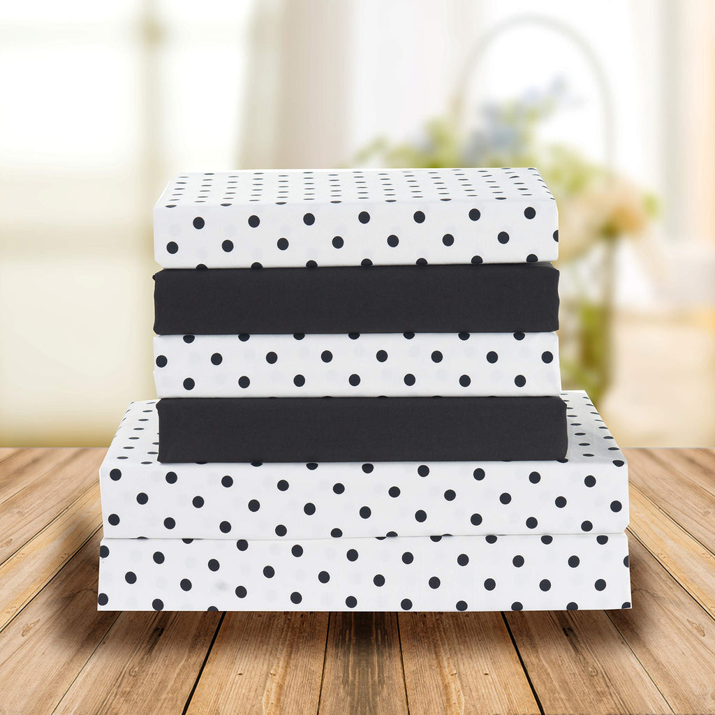 Elegant Comfort Delilah Polkadot 4-Piece Set, Fade & Wrinkle Resistant, 1500 Premium Hotel Quality Microfiber Deep Pocket Fitted Sheet Featuring Smart Pockets, Polkadot Sheet Set, Twin Xl, White