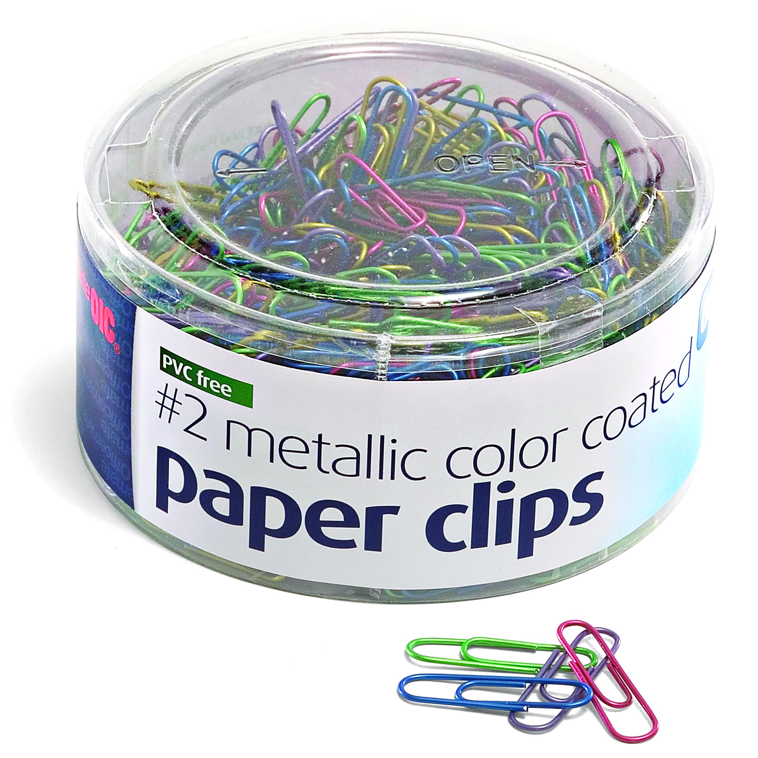 Officemate Pvc-Free Assorted Color Coated Paper Clips, #2 Size Clips, 600 Per Tub (97225)