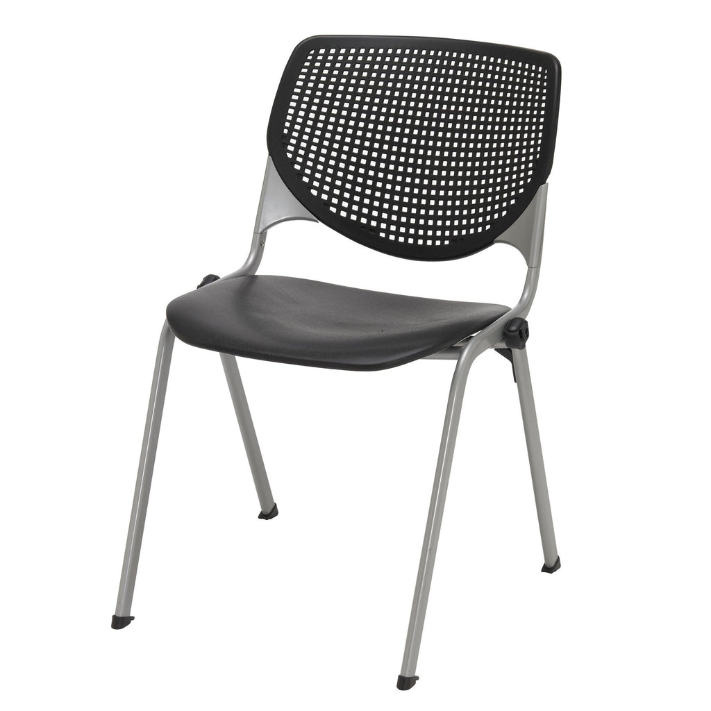 Kfi Seating Kool Series Polypropylene Stack Chair With Perforated Back, Black Finish
