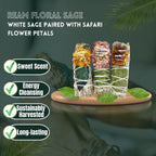 Floral White Sage Organic Smudge Sticks With Flowers 3 Pack For Cleansing Home, Meditation, Yoga, Healing And Smudging | Sustain