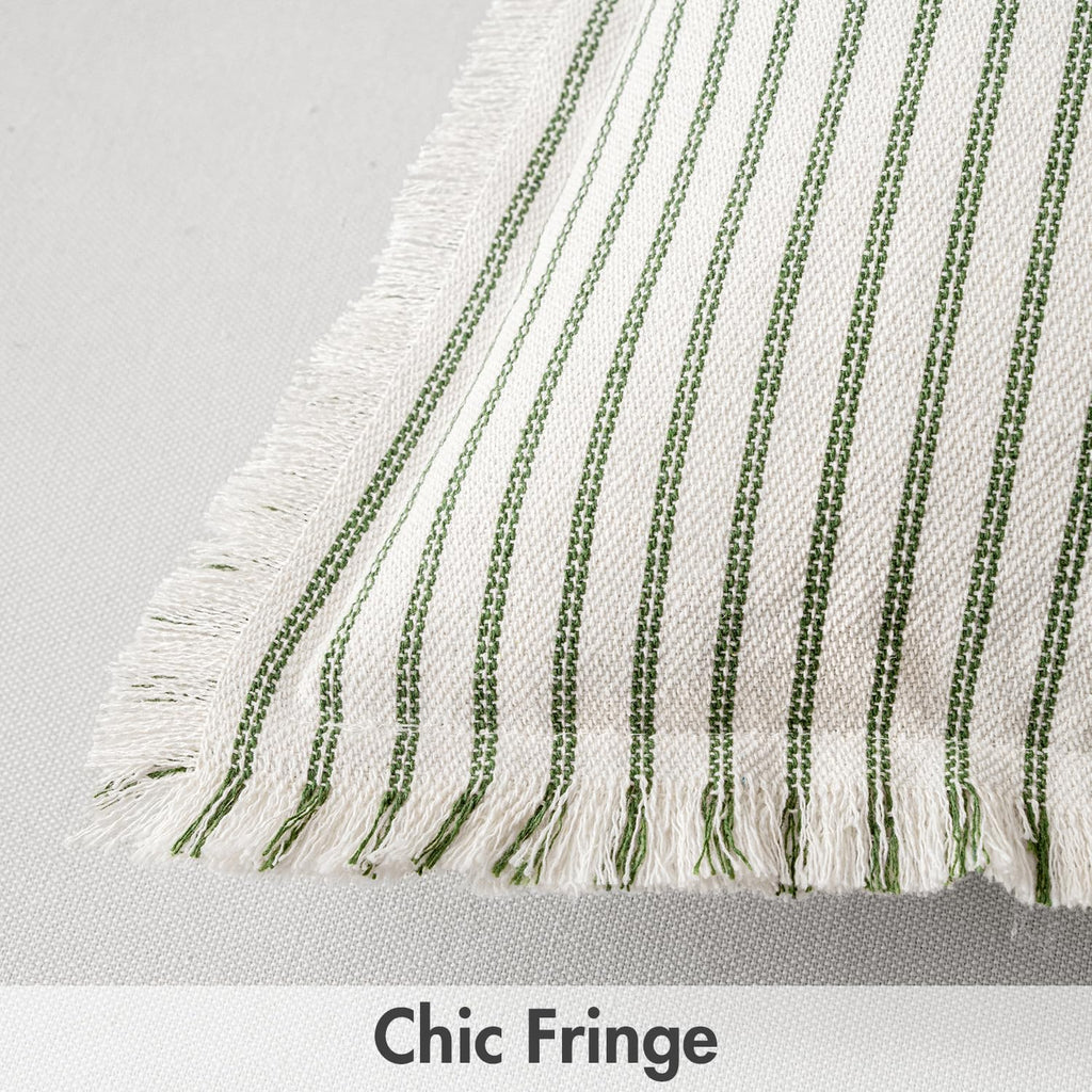 Miulee Pack Of 2 Olive Green Pillow Covers 18X18 Inch Striped Farmhouse Couch Spring Throw Pillow Covers With Fringe Chic Linen Decorative Cushion Covers For Sofa Living Room Bed Home Decor