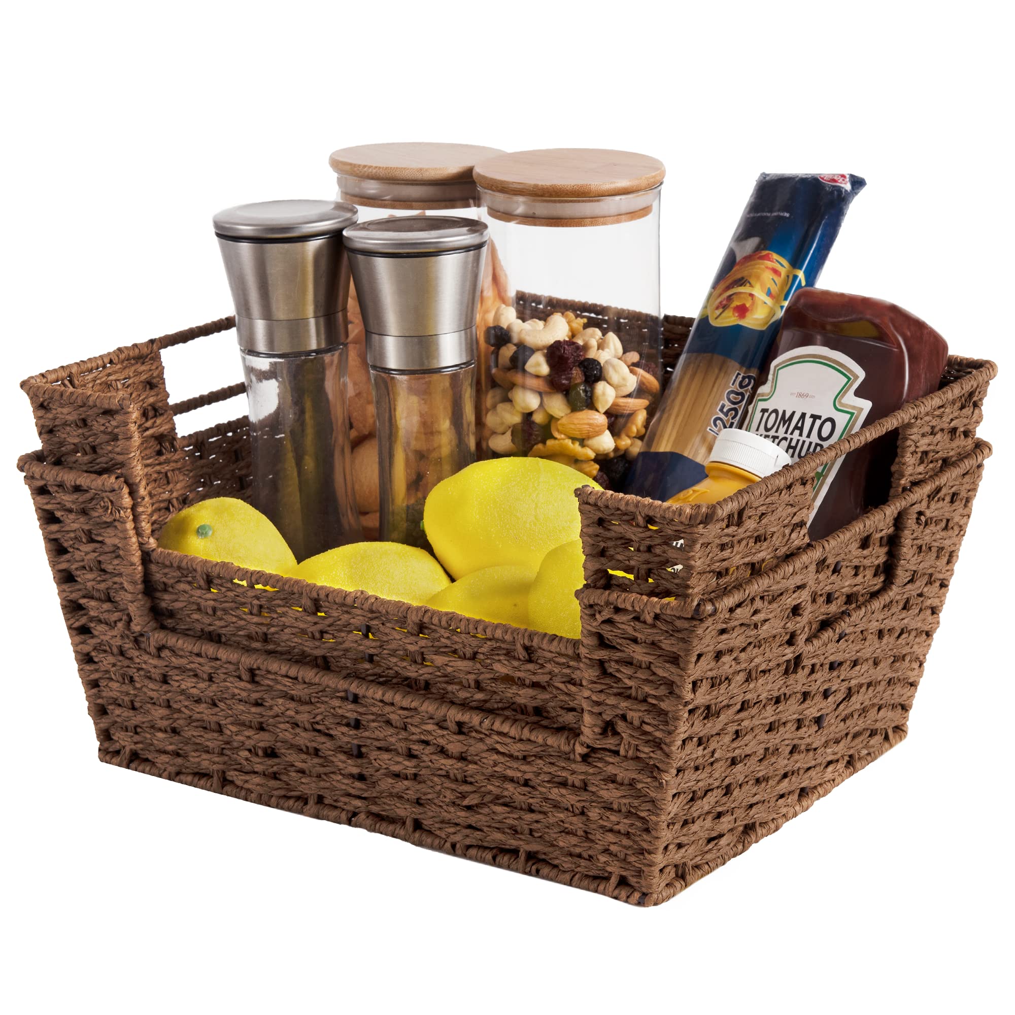StorageWorks Wicker Baskets for Storage, Pantry Baskets Organization and Storage, Pantry Storage Baskets, Handwoven Wicker Baske