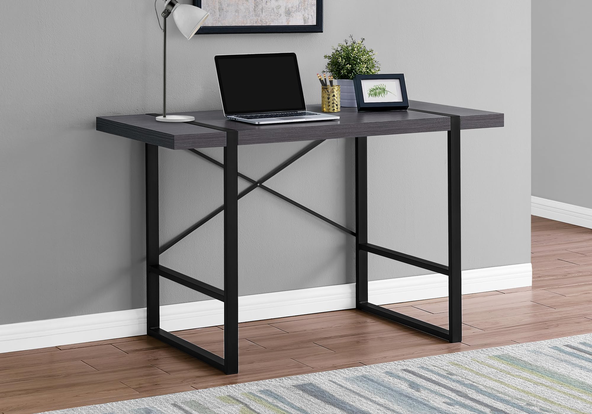 Monarch Specialties Laptop Table for Home & Office-Study Computer Desk-Contemporary Style-Metal Legs, 48' L, Gray