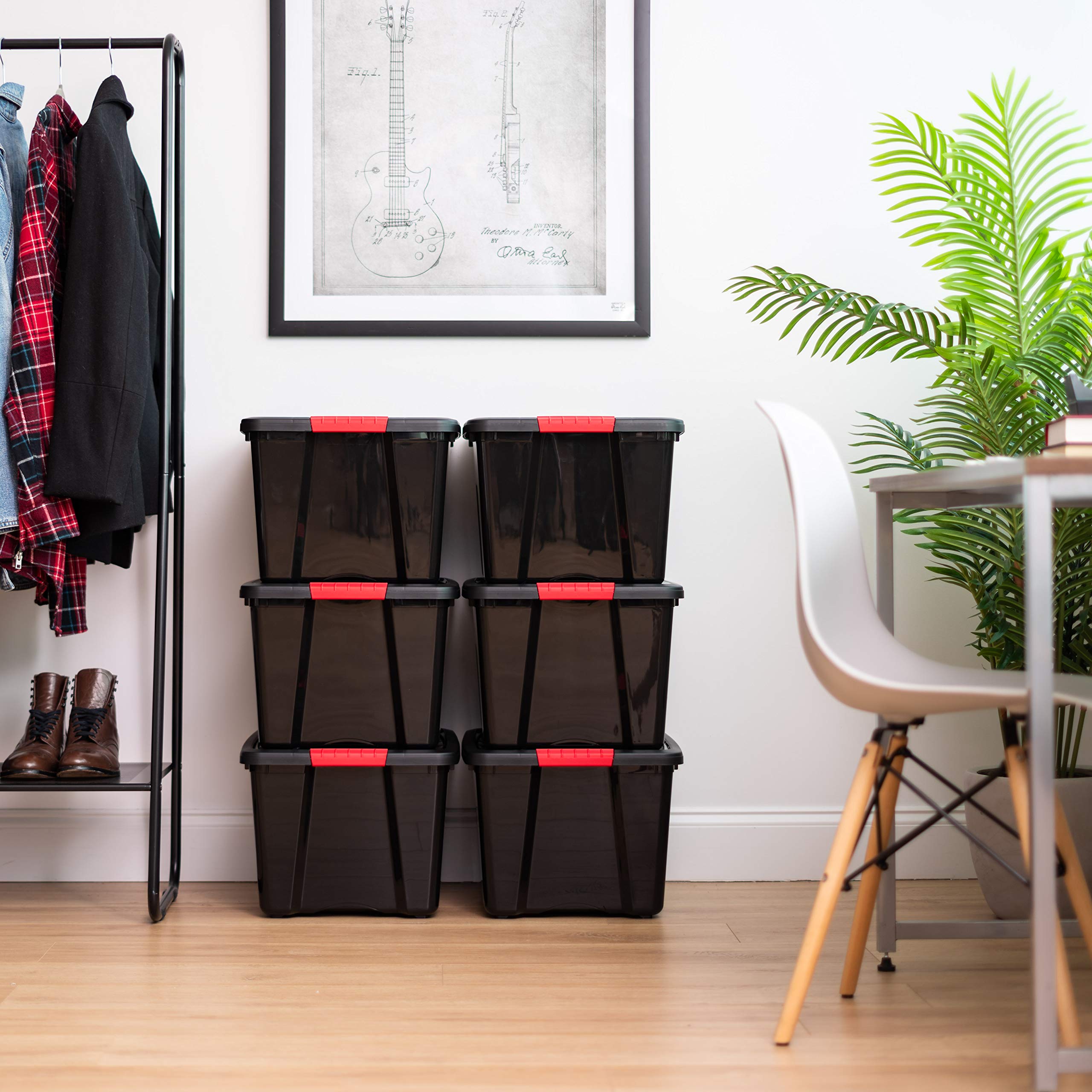 Iris Usa 40 Qt Stackable Plastic Storage Bins With Lids, Bpa-Free, Made In Usa - Garage Organizing Solution, Latches, Durable Ne