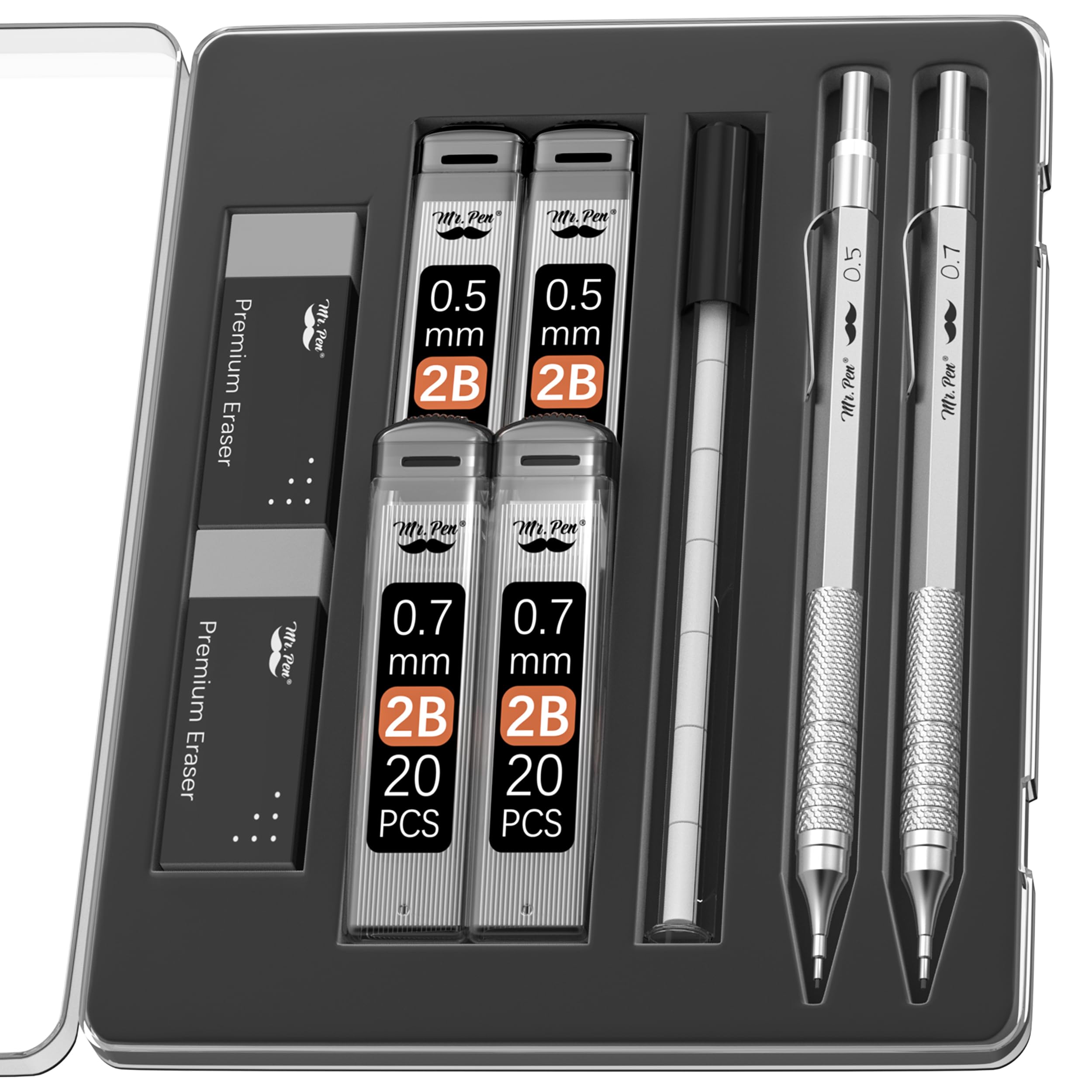 Mr. Pen- Metal Mechanical Pencil Set, 2 Sizes, 0.5 & 0.7Mm, Mechanical Pencils, Sketching Pencils, Drafting Pencil, Mechanical P