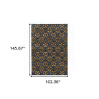 HomeRoots 510038 9 x 12 ft. Blue & Gold Oriental Power Loom Stain Resistant Rectangle Area Rug