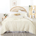 Weigelia King Size Comforter Set Boho Ivory Comforter King For Women And Men Bed In A Bag Microfiber Bedding Set 7Pc King Comfor