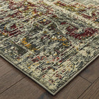 HomeRoots Grey Polypropylene, Polyester 5’x8’ Gray and Ivory Distressed Area Rug