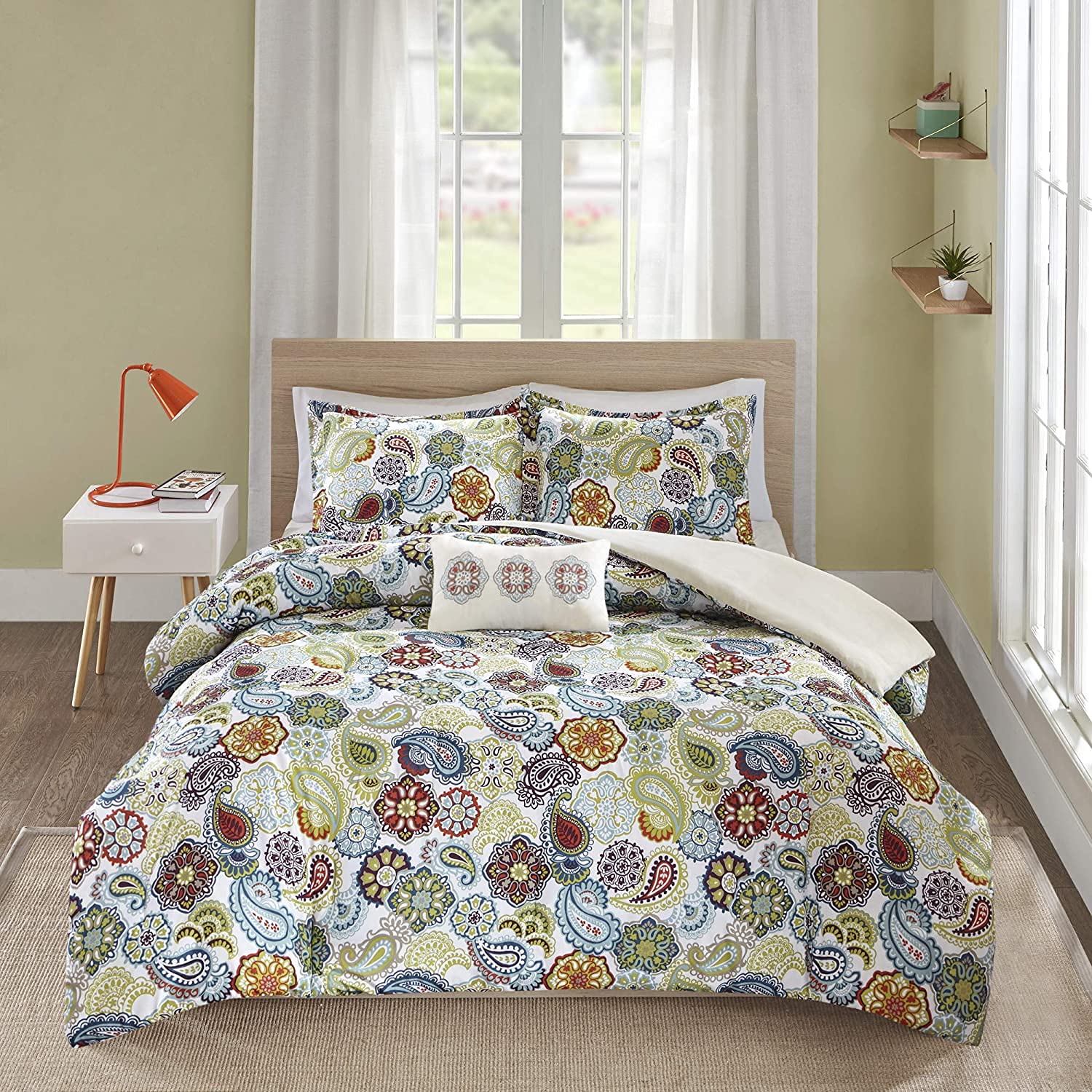 Mi Zone Tamil Comforter Set, Vibrant Flowers Design All Season Teen Bedding, Matching Sham, Decorative Pillow, Girls Bedroom D