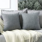 Otostar Linen Throw Pillow Covers Set Of 2 Decorative Square Pillowcases Cushion Covers 28X28 Inch For Home Decor Sofa Bedroom Car 70 X 70 Cm Dark Grey