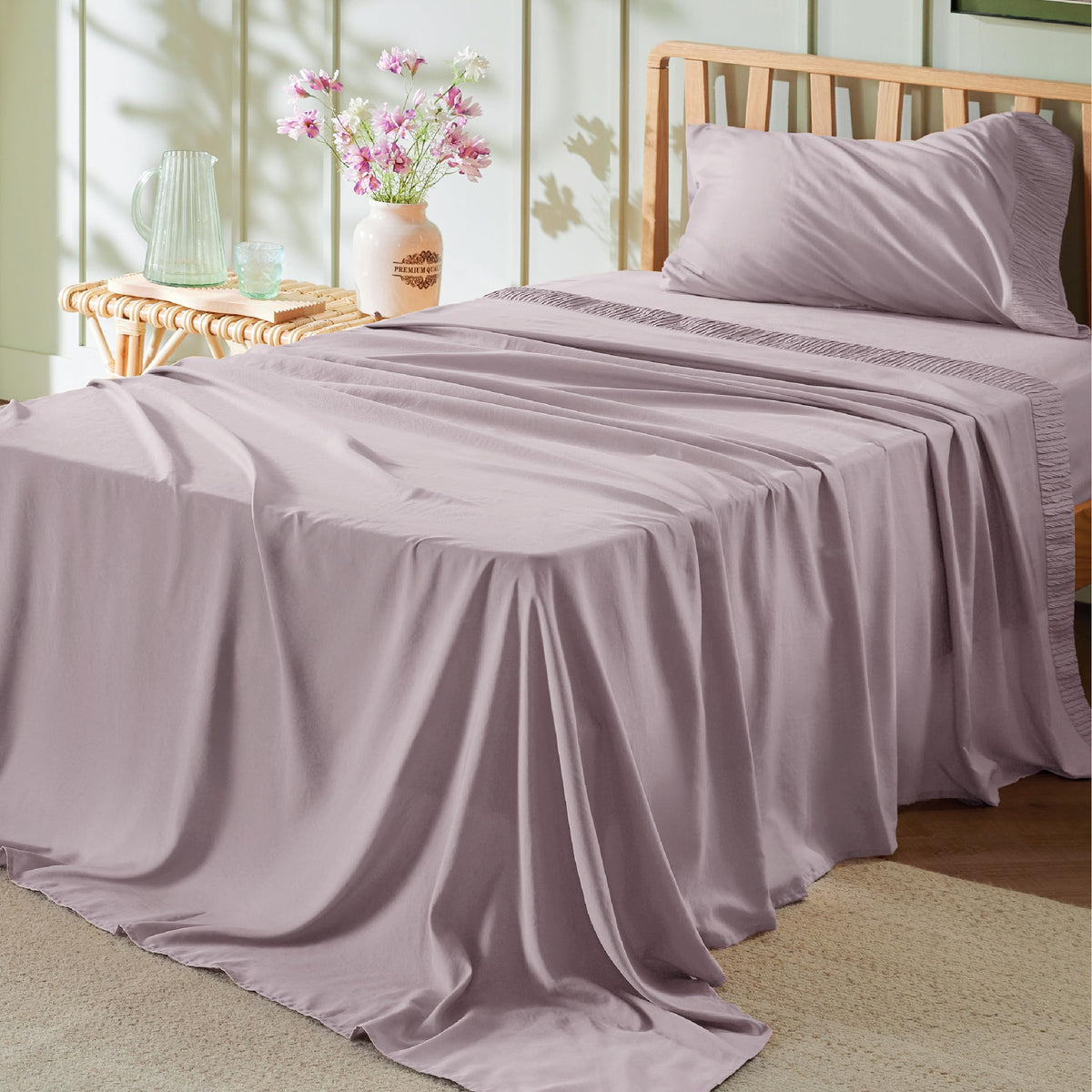 Bedsure Twin Sheets Set - Soft Twin Bed Sheets, 3 Pieces Hotel Luxury Pink Mocha Sheets Twin, Easy Care Polyester Microfiber Coo