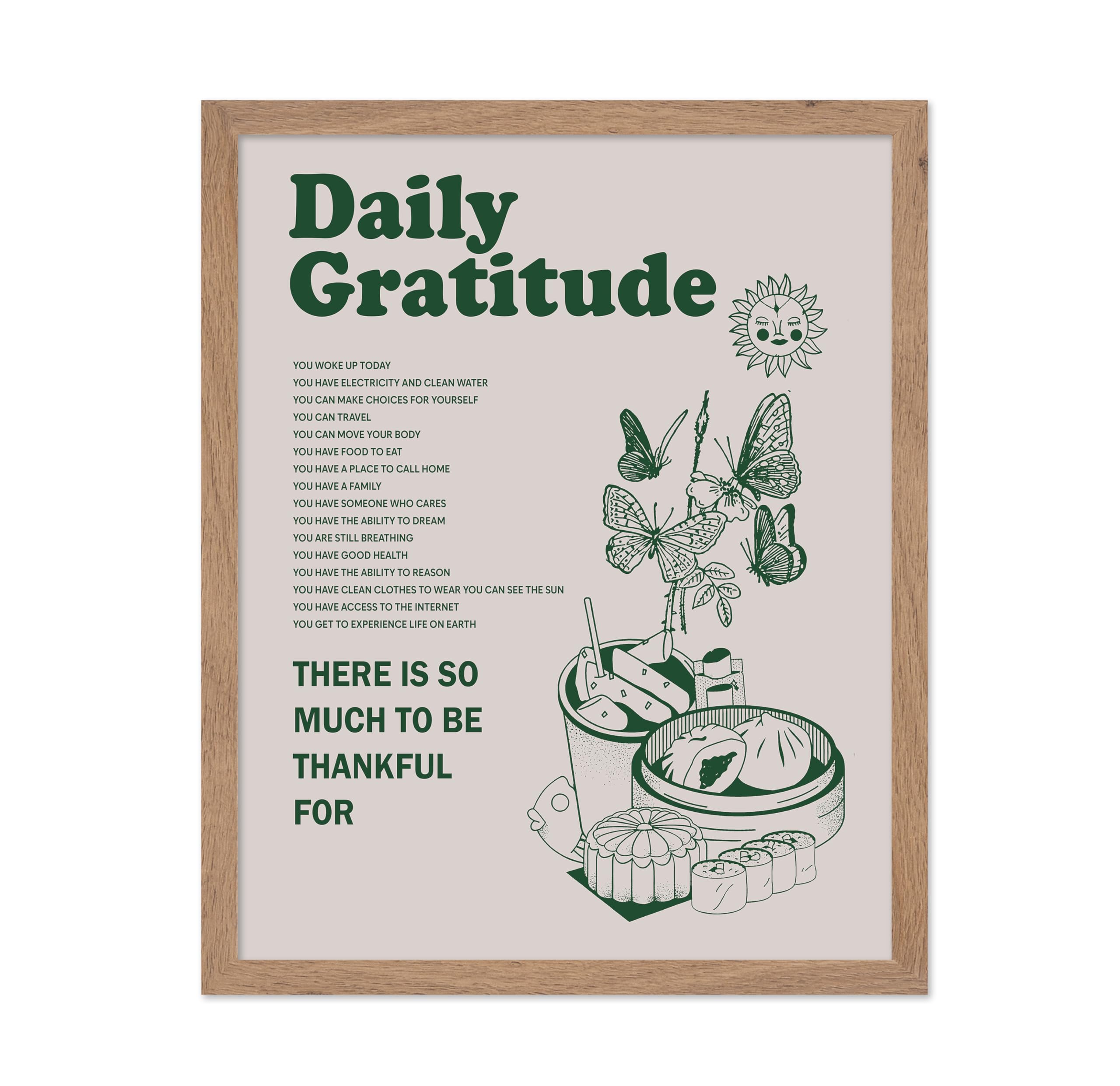 Poster Master Motivational Poster - Retro Inspirational Print - Daily Gratitude, Butterfly, Positive Quote, Uplifting - Gift for