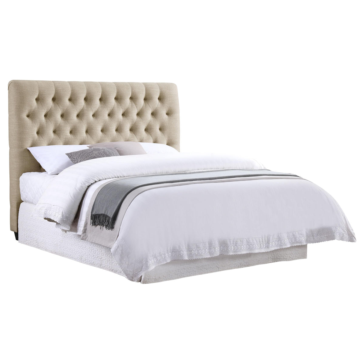 Coaster Home Furnishings Chloe Transitional 53-Inch Fabric Upholstered Panel Headboard For Bedroom Full Size Oatmeal 300007Fb1