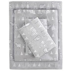 Sleep Philosophy True North Cozy Flannel Warm 100% Cotton Sheet - Novelty Print Animals Stars Cute Ultra Soft Cold Weather Beddi