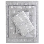 Sleep Philosophy True North Cozy Flannel Warm 100% Cotton Sheet - Novelty Print Animals Stars Cute Ultra Soft Cold Weather Beddi