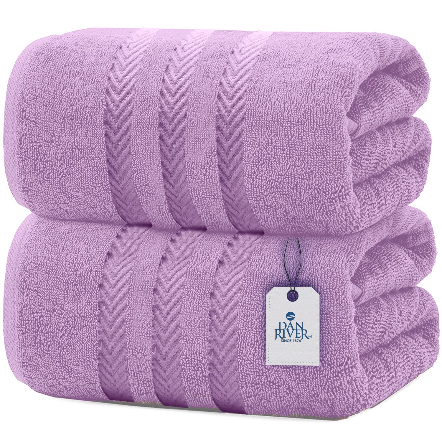 DAN RIVER 100% Cotton Jumbo Bath Sheets - Ultra Soft & Absorbent Towels for Home, Spa, Gym 35   x70    -Lavender