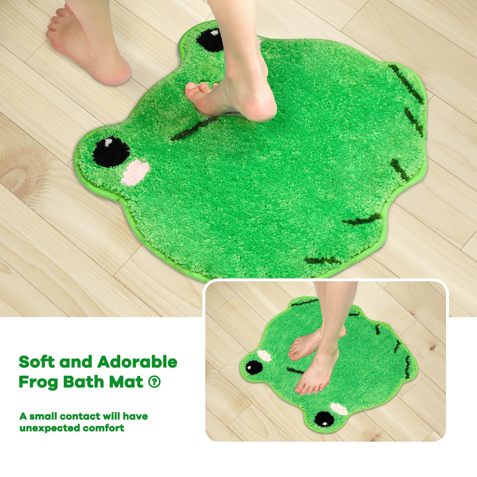 Nigoways Bathroom Rugs Mat,Frog Bath Rugs,Water Absorbent Non Slip Cute Bath Mat, Machine Wash Bathroom Mat,Bathroom Rug For Bat