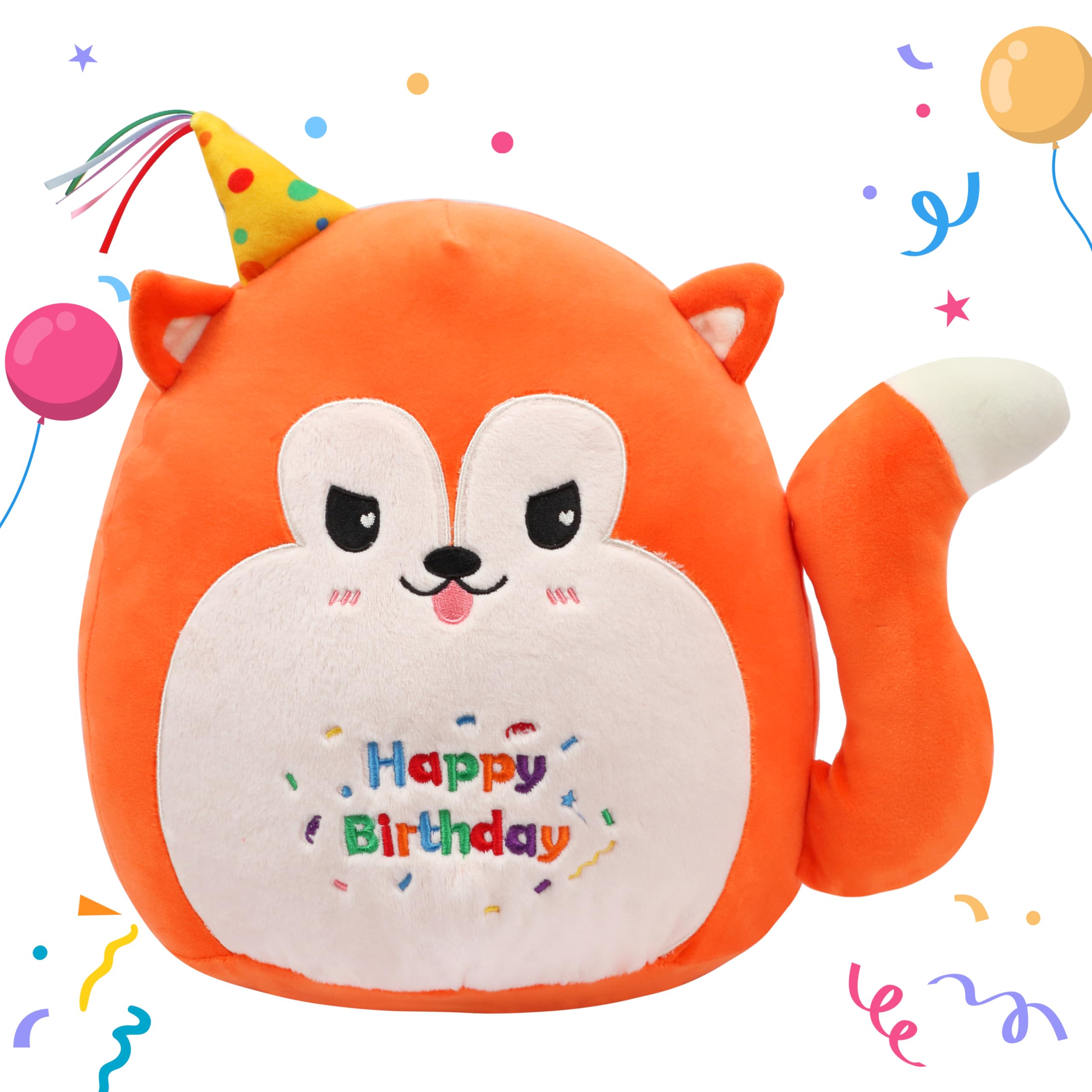 Easfan 12 Birthday Fox Plush Pillow Soft Fox Plush Toy Cute Fox Stuffed Animal Home Room Decoration Birthday Gift For Kids Adult